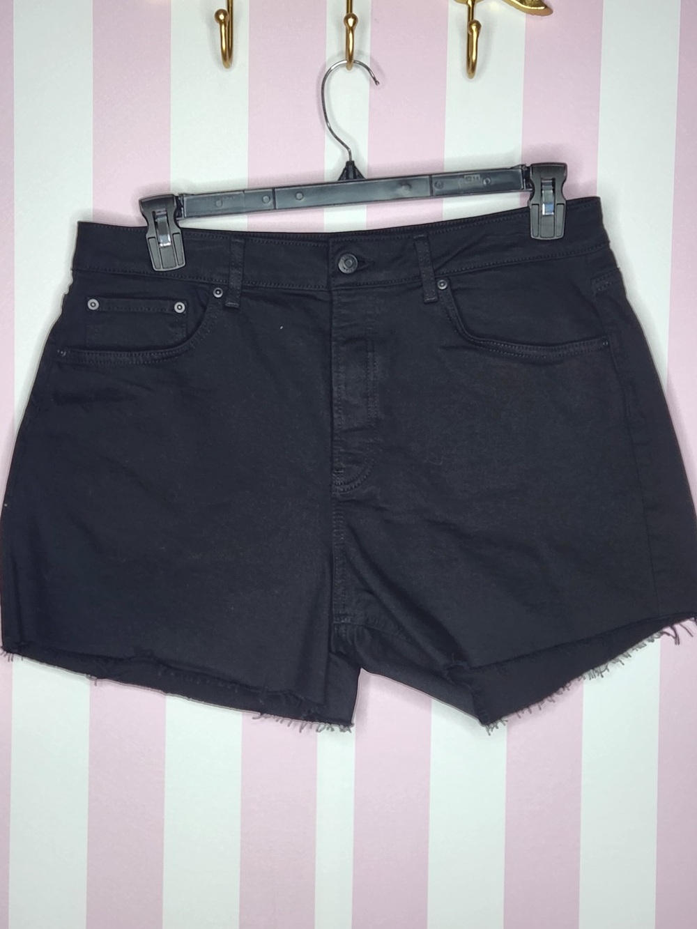 ANTONIO MELANI Black Denim High-Rise Cutoff Shorts